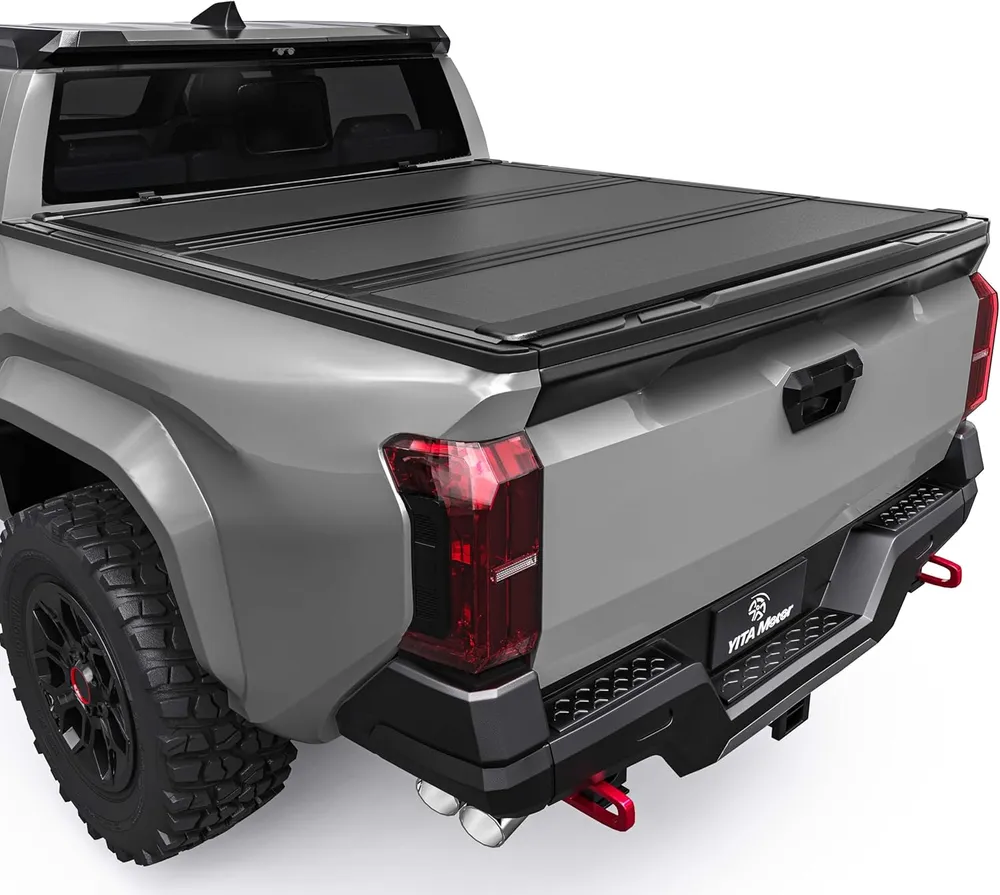 Airplex one-piece hinged tonneau cover open on a Ford F-150